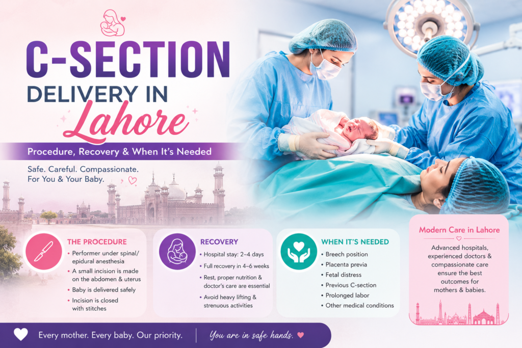 C-section delivery procedure and recovery guide by Dr. Samar Hussain, Lahore